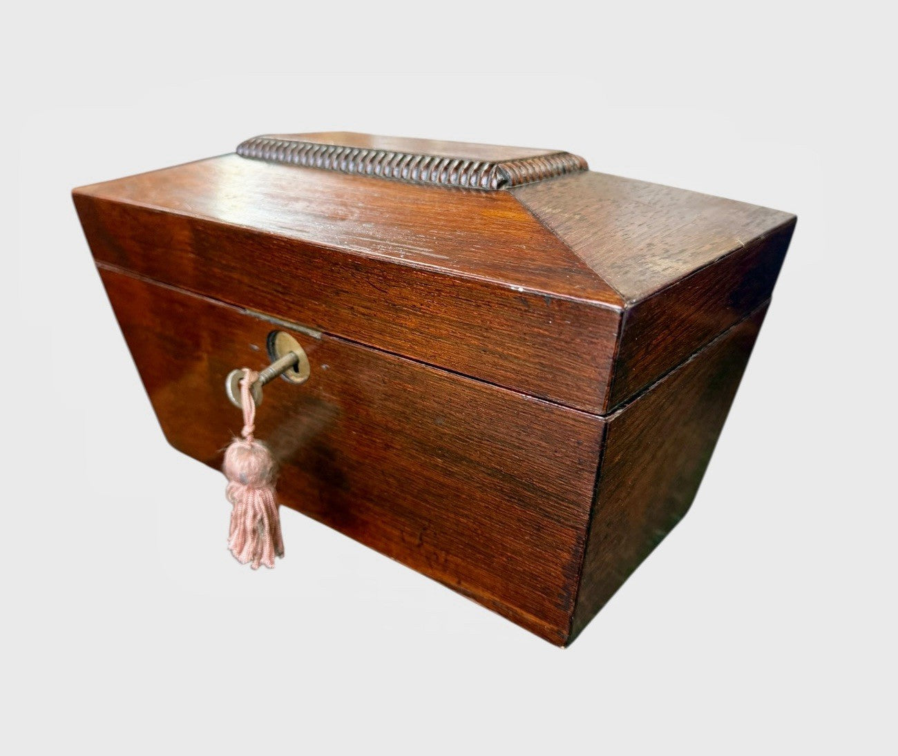 Antique Oak Tea Caddy 2 Compartment Vintage Collectors Storage Box