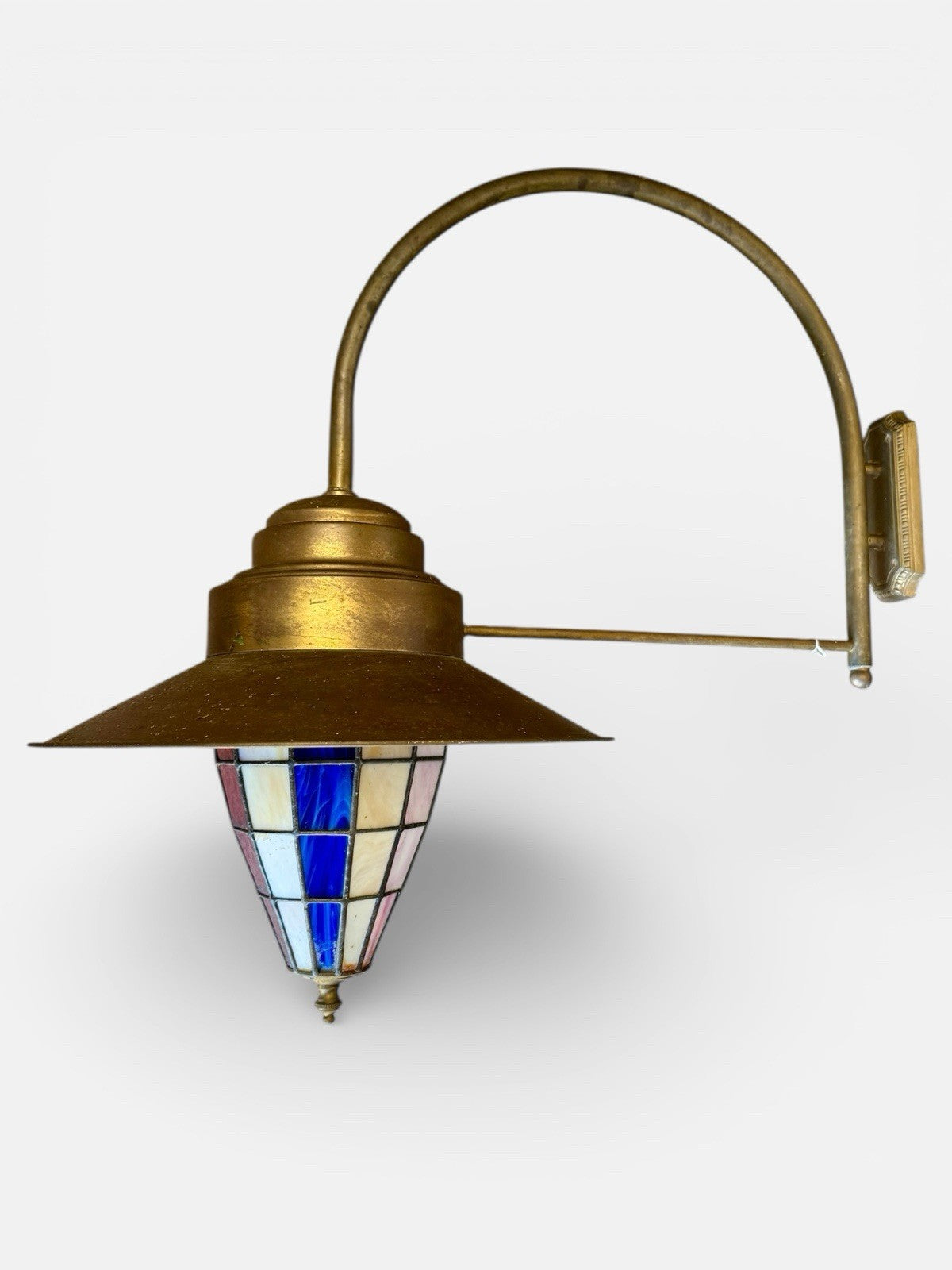 Vintage Wall Mounted Outdoor Tiffany Style Glass Lamp Light