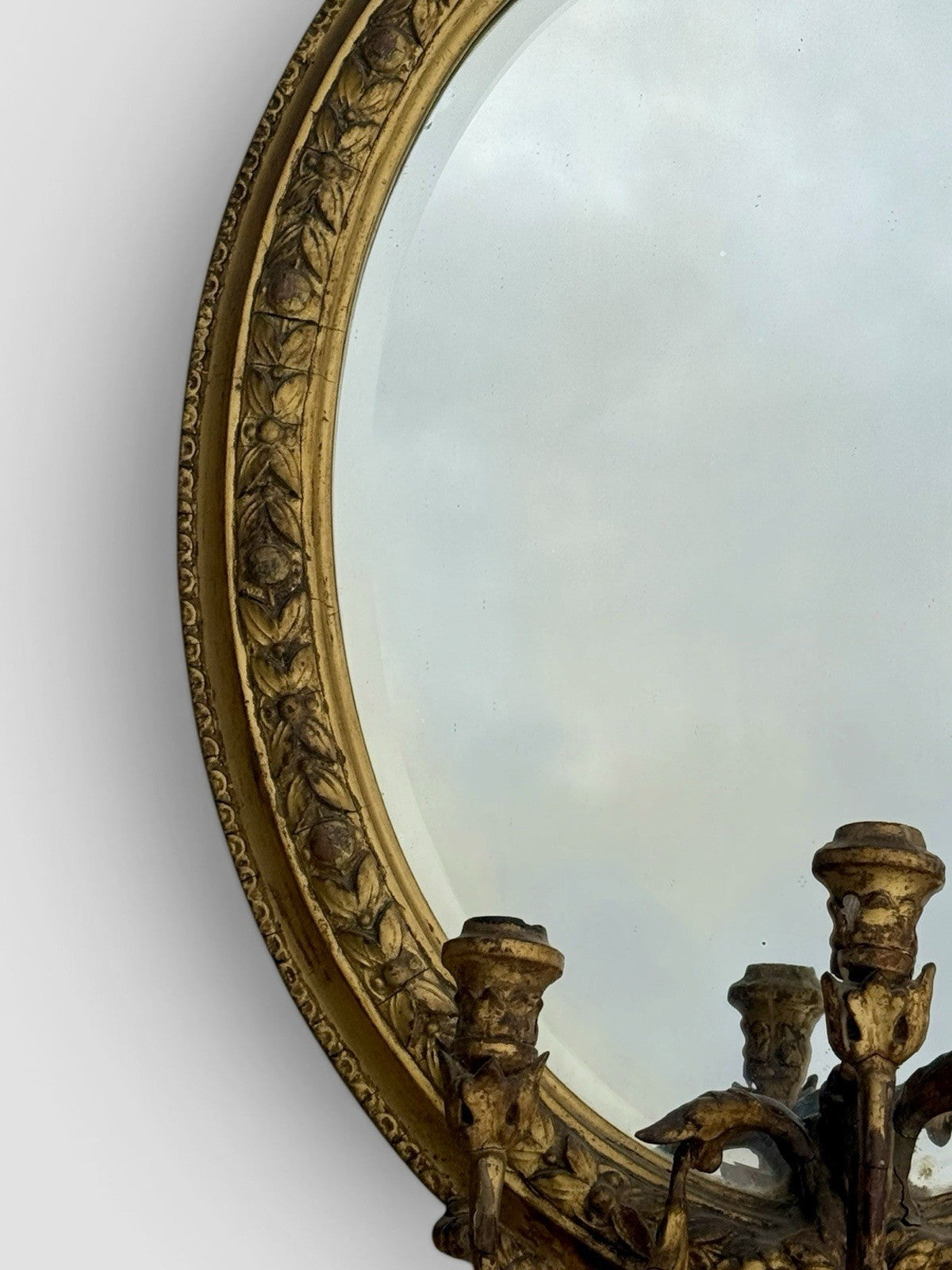 Antique Victorian Gilt & Gesso Girandole Mirror C1850 Ornate Wall Mirror