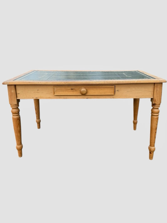 Vintage Pine Writing Desk with Leather Top Insert
