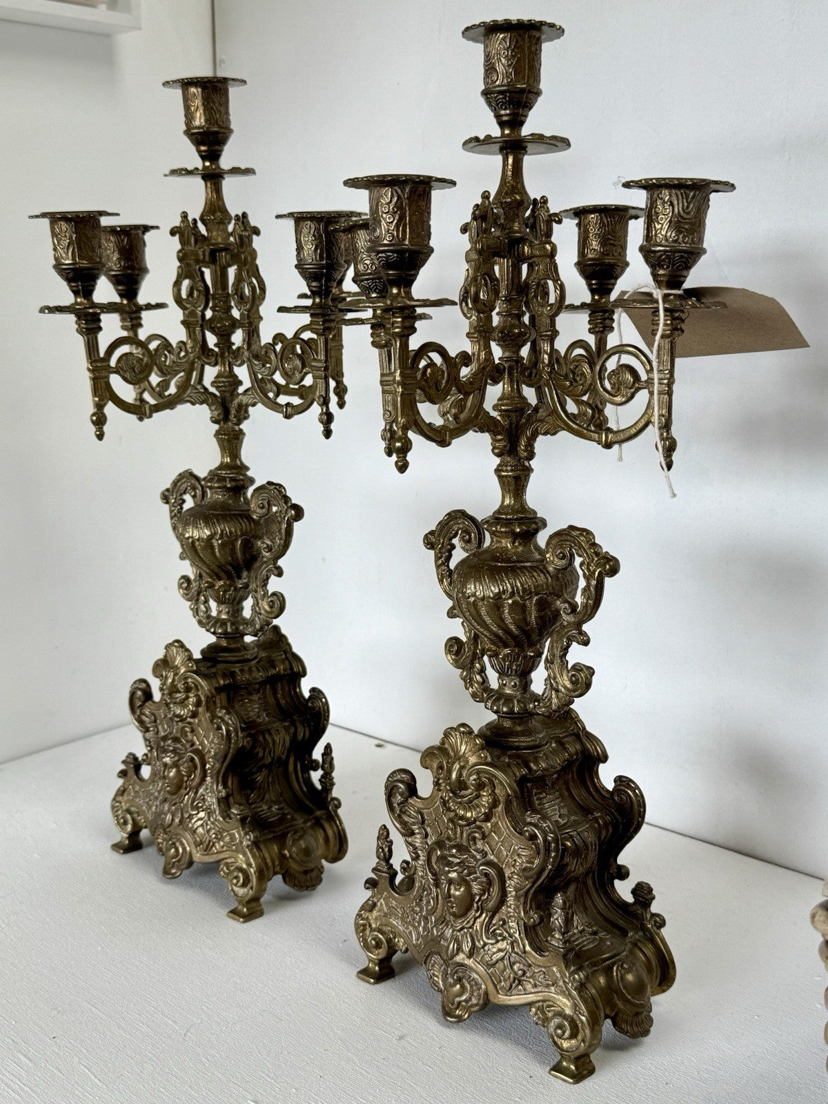 Antique Brass Baroque Style Candelabra