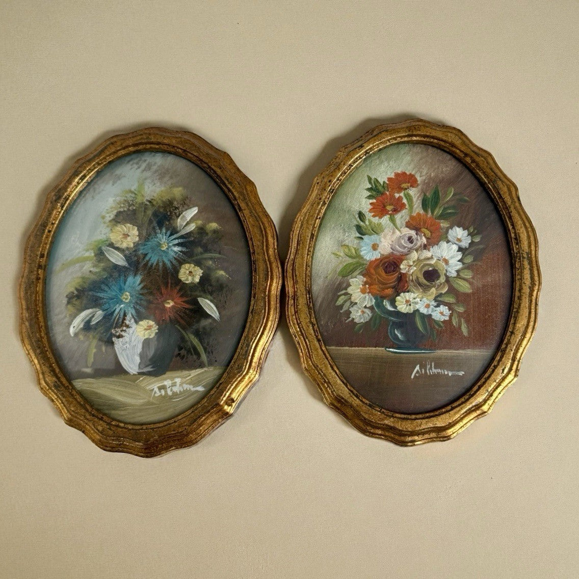 Pair Of Miniature Oil Paintings Signed