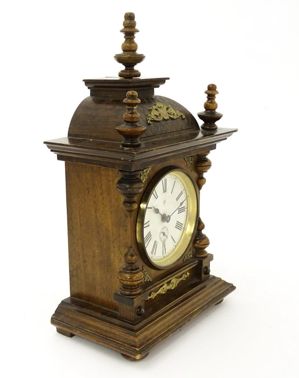 Junghams Cased Walnut Mantle Clock Working With Key 