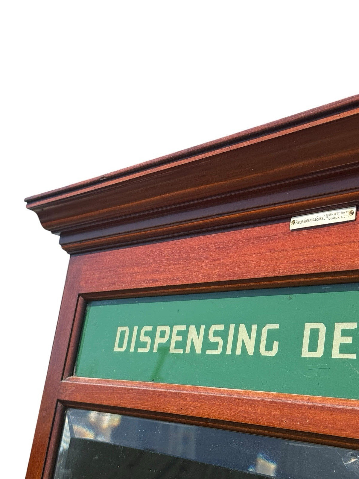 Antique Pharmacy Dispensing Department Mirror Mahogany Chemist Shop