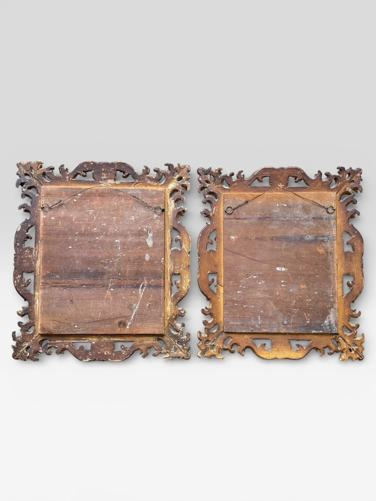 Antique Pair Carved 19th Century Giltwood Florentine Wall Mirrors