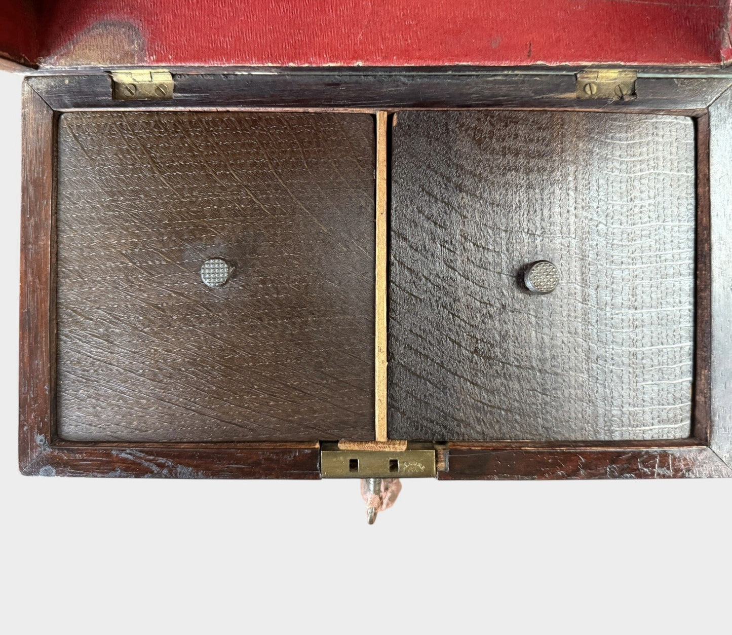 Antique Oak Tea Caddy 2 Compartment Vintage Collectors Storage Box