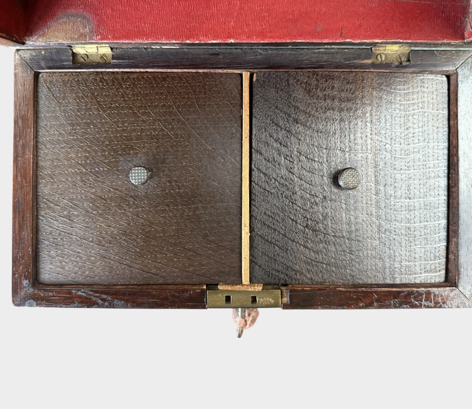 Antique Oak Tea Caddy 2 Compartment Vintage Collectors Storage Box