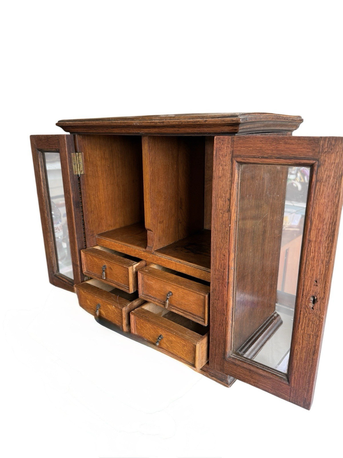 Antique Pipe Smokers Cabinet Tobacco Storage Display Case