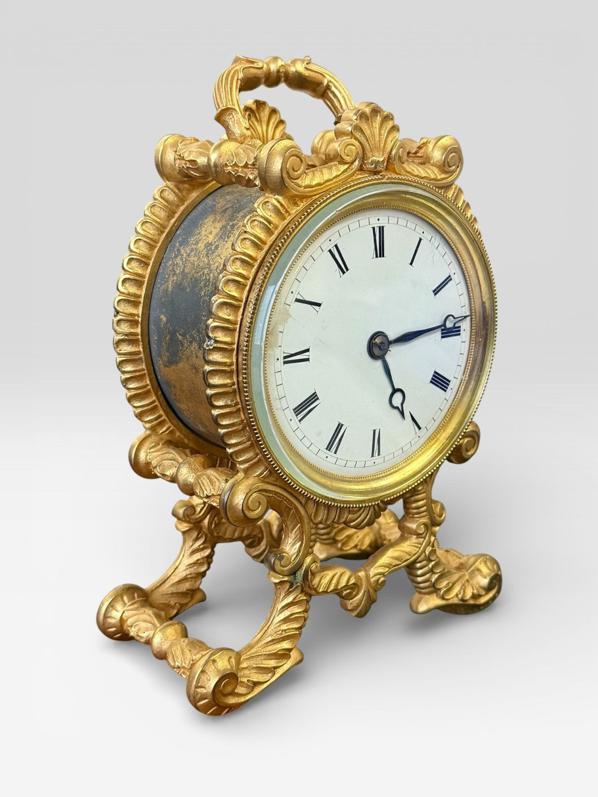 Antique French Ormolu Mantel Clock Rococo Gilt Bronze 19thC