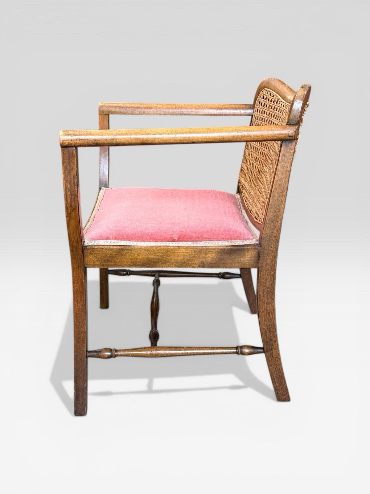 Antique James Shoolbred Childs Bergere Chair Cane Seat Armchair