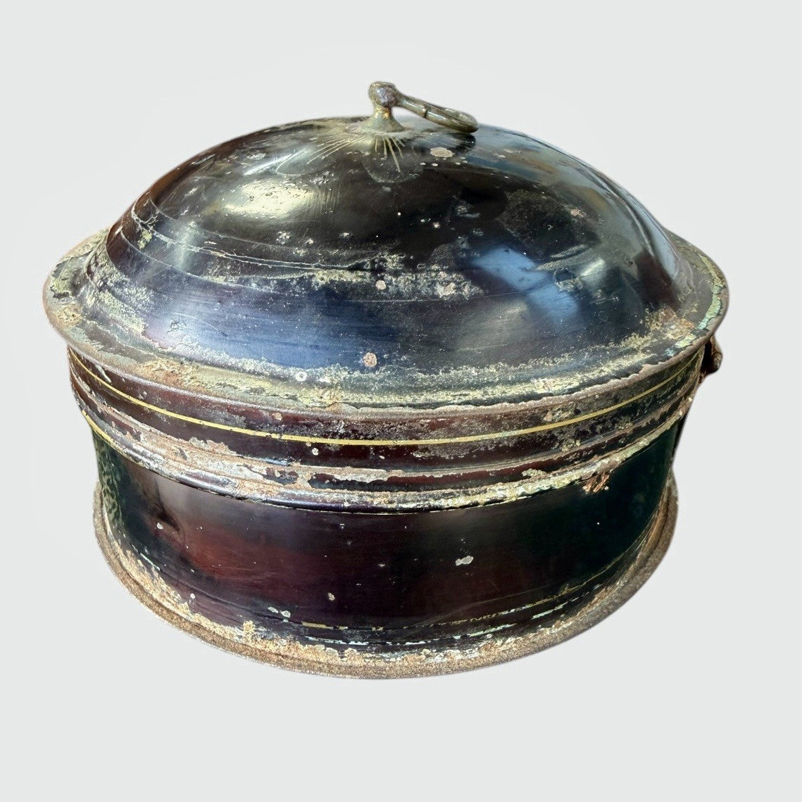 Antique Victorian Toleware Spice Tin with Nutmeg Grater Original Tin