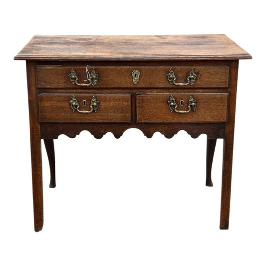 Antique Georgian Oak Lowboy Side Table 18th Century 3 Drawer Dresser Base