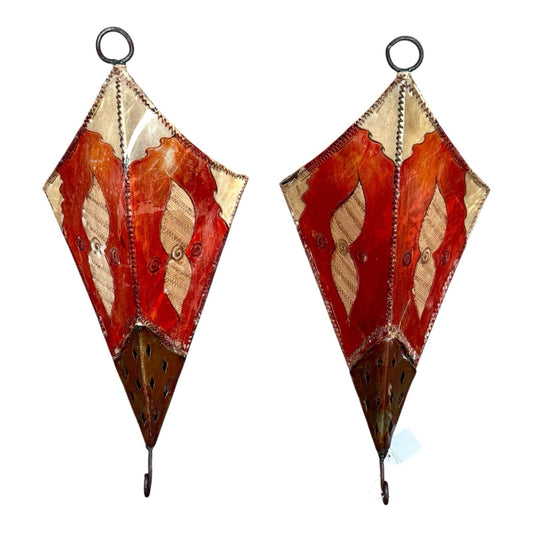 Pair Of Moroccan Handpainted Wall Sconce Shades
