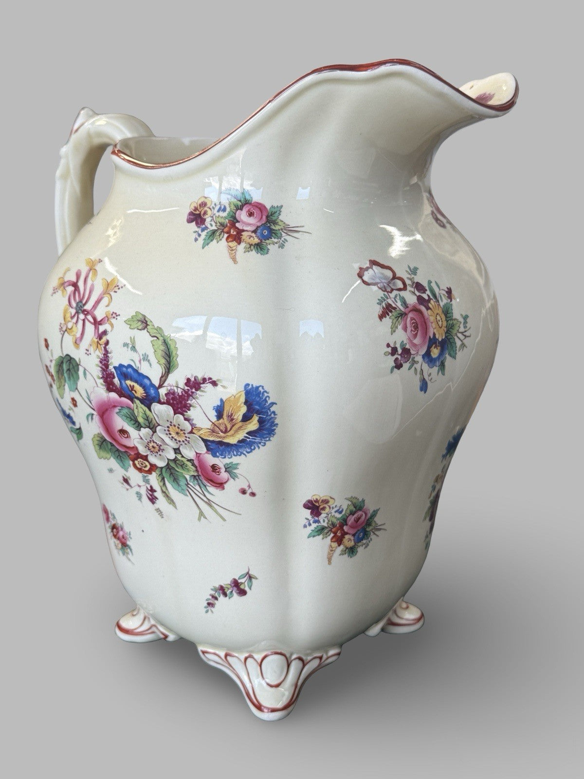 Large Antique Coalport Ceramic Jug Floral Pattern English Vintage