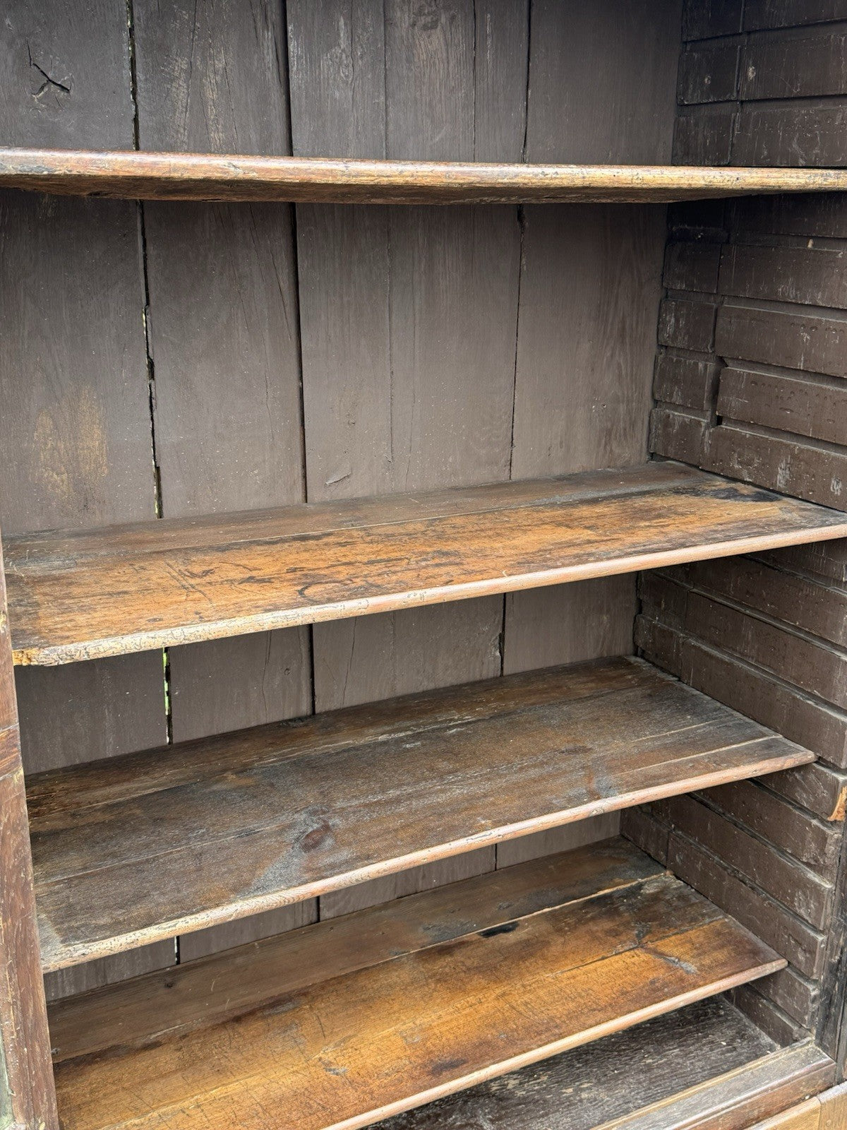 Antique 19th Century Oak Display Cabinet Bookcase Glazed Doors Shelving