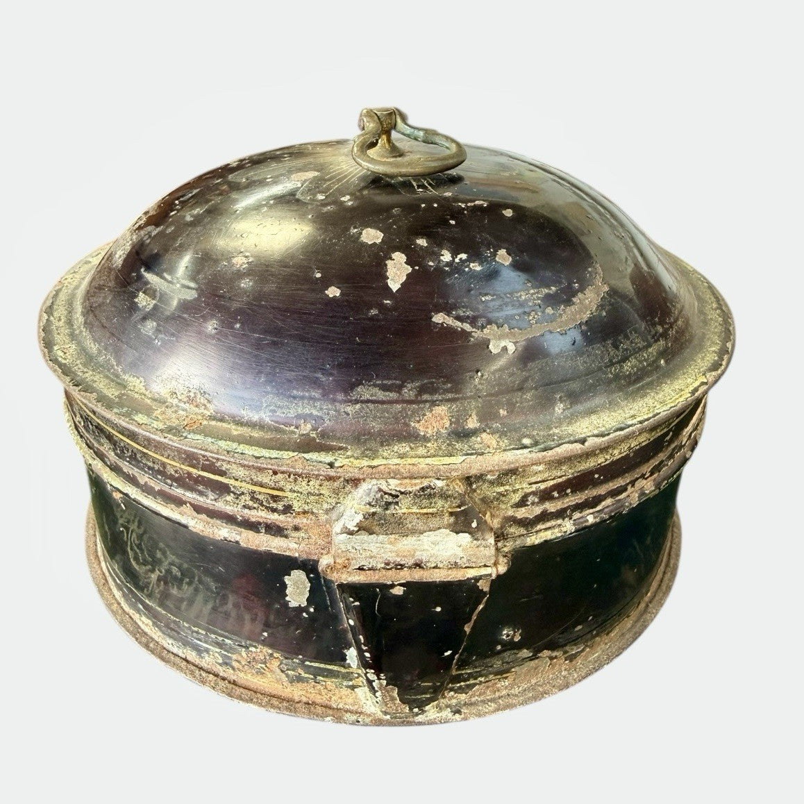 Antique Victorian Toleware Spice Tin with Nutmeg Grater Original Tin