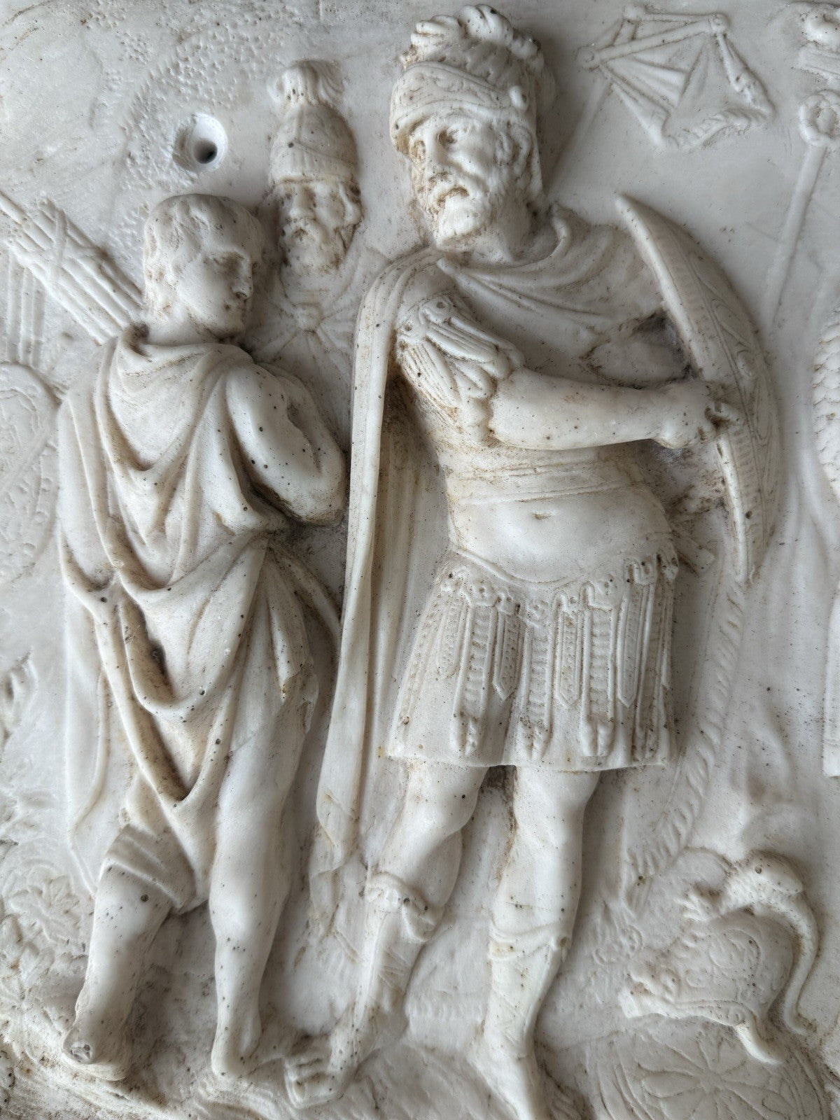 Vintage Roman Sarcophagus Relief Plaque Classical Stone Wall Art Antique Style