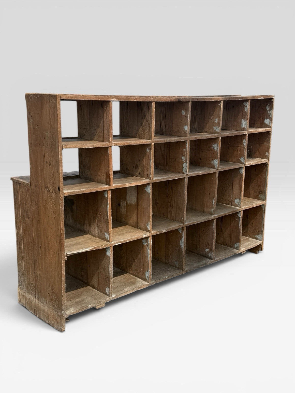 Large Vintage Wooden Pigeon Hole Unit Rustic Storage Cabinet Shelving Rack