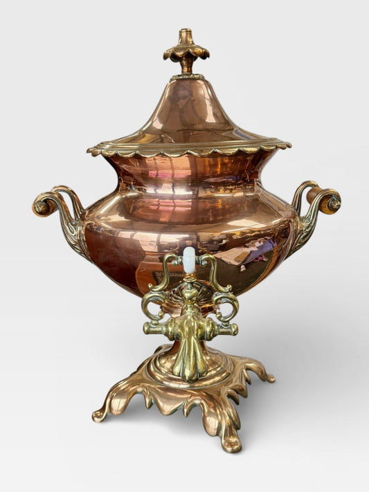 Antique Copper Brass Samovar Vintage Tea Urn Collectible Decorative Piece