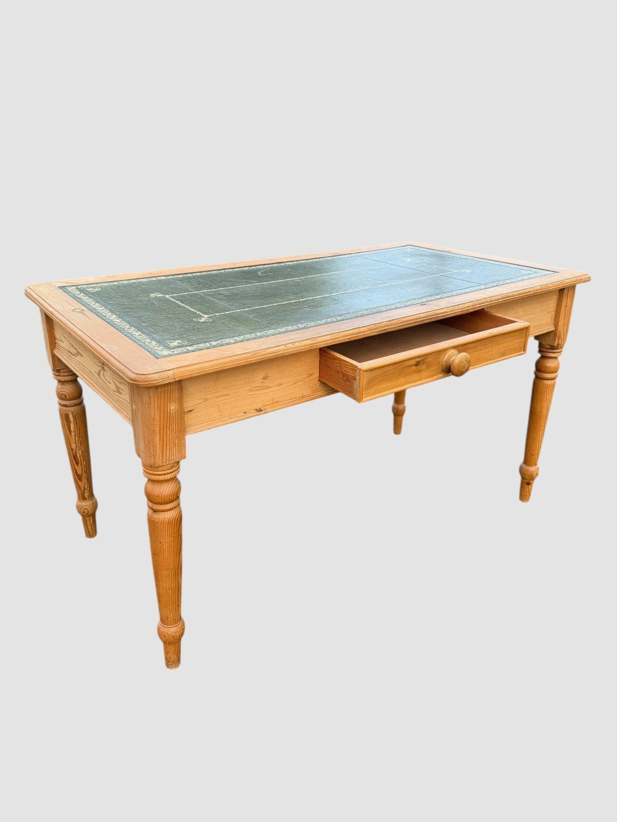 Vintage Pine Writing Desk with Leather Top Insert