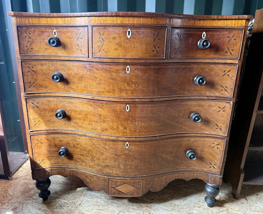 Antique Mahogany Serpentine Chest Of Drawers 