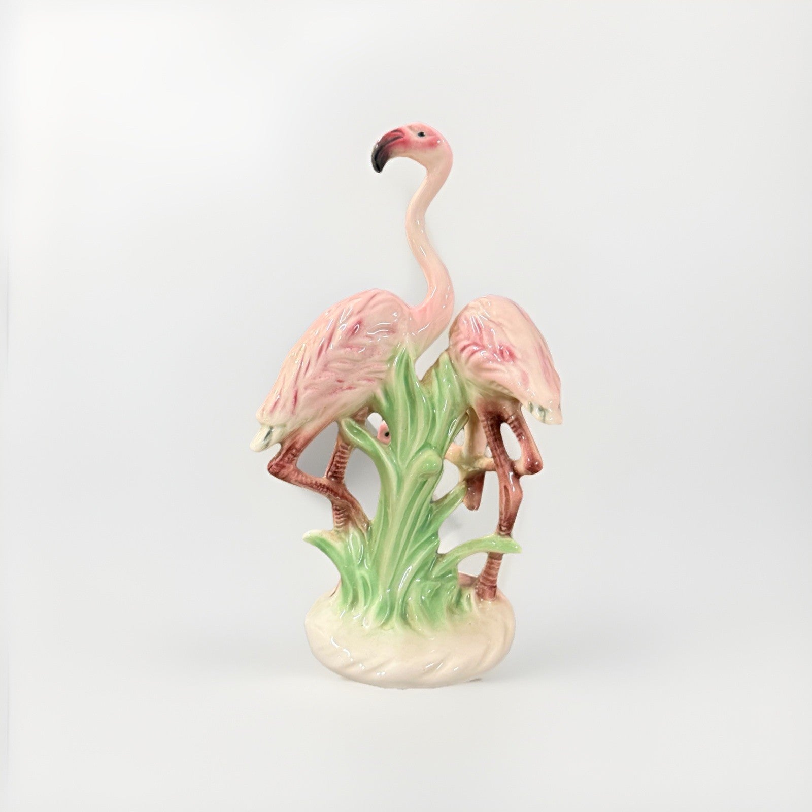 Vintage Goebel West German Flamingos Porcelain Figurine Mid Century Pink Birds