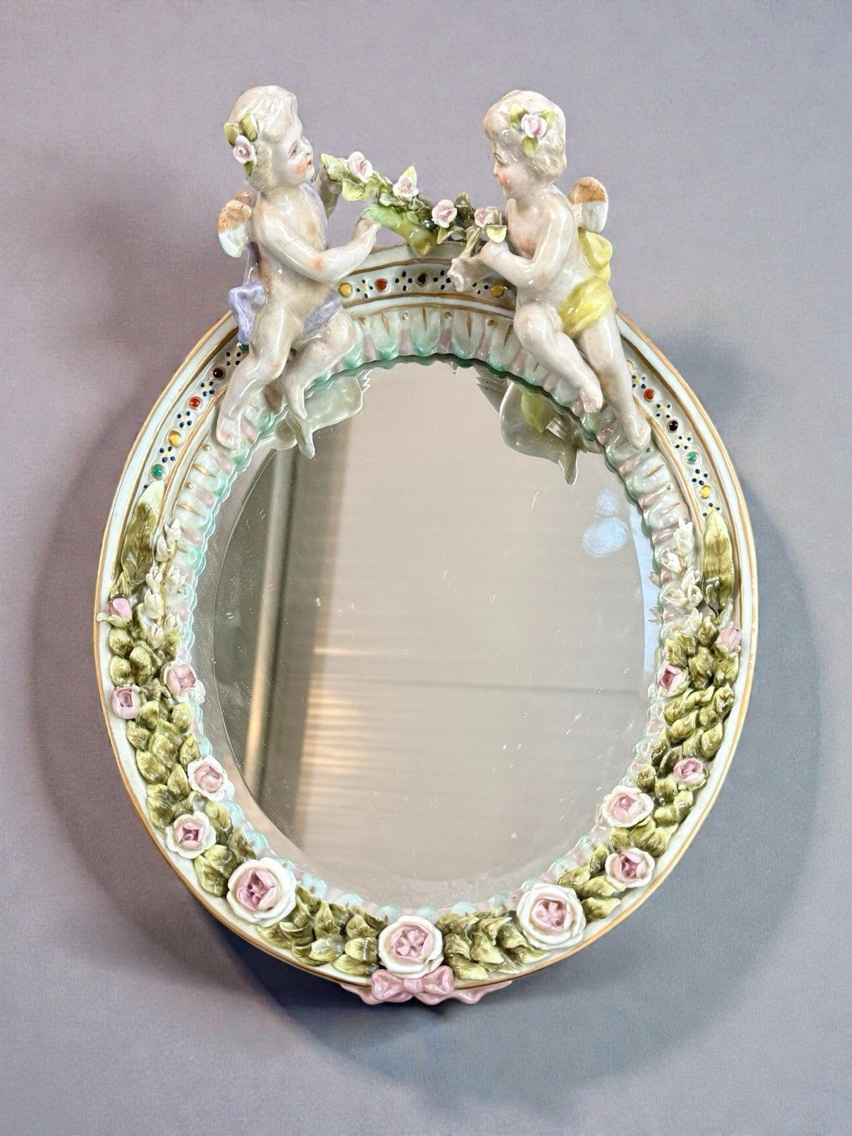 Antique Sitzendorf Porcelain Mirror 