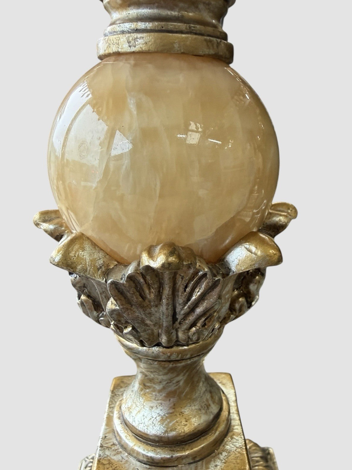 Vintage Neoclassical Table Lamps Pair Ornate Gold Effect with Shades