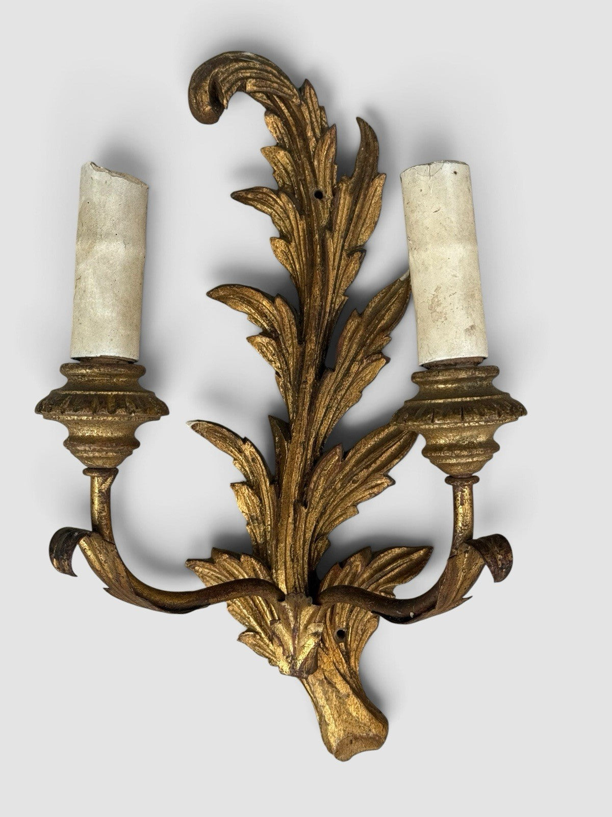 Vintage Mid Century Florentine Gilt Wall Sconces, Pair, Circa 1950