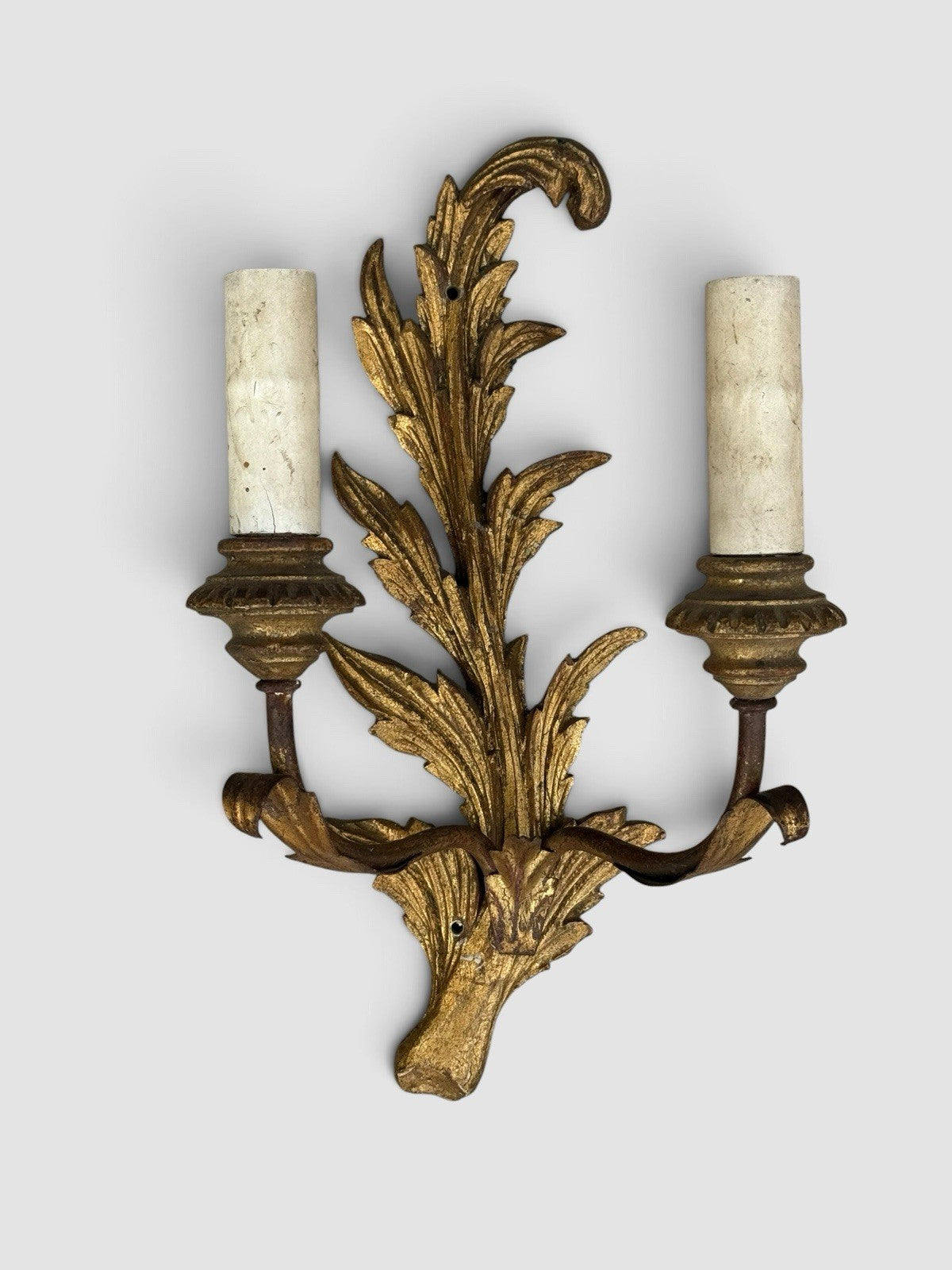 Vintage Mid Century Florentine Gilt Wall Sconces, Pair, Circa 1950