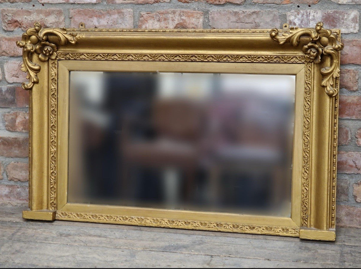 Antique 19th C Gilt And Gesso Mirror