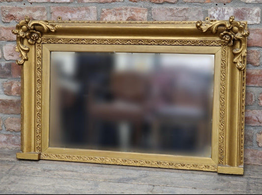 Antique 19th C Gilt And Gesso Mirror