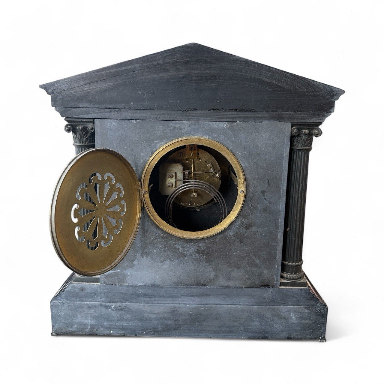 Large Victorian Black Slate Mantle Clock