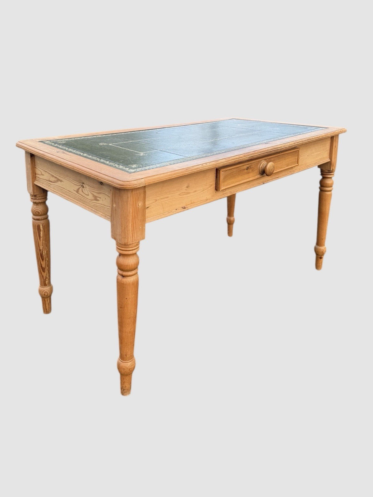 Vintage Pine Writing Desk with Leather Top Insert