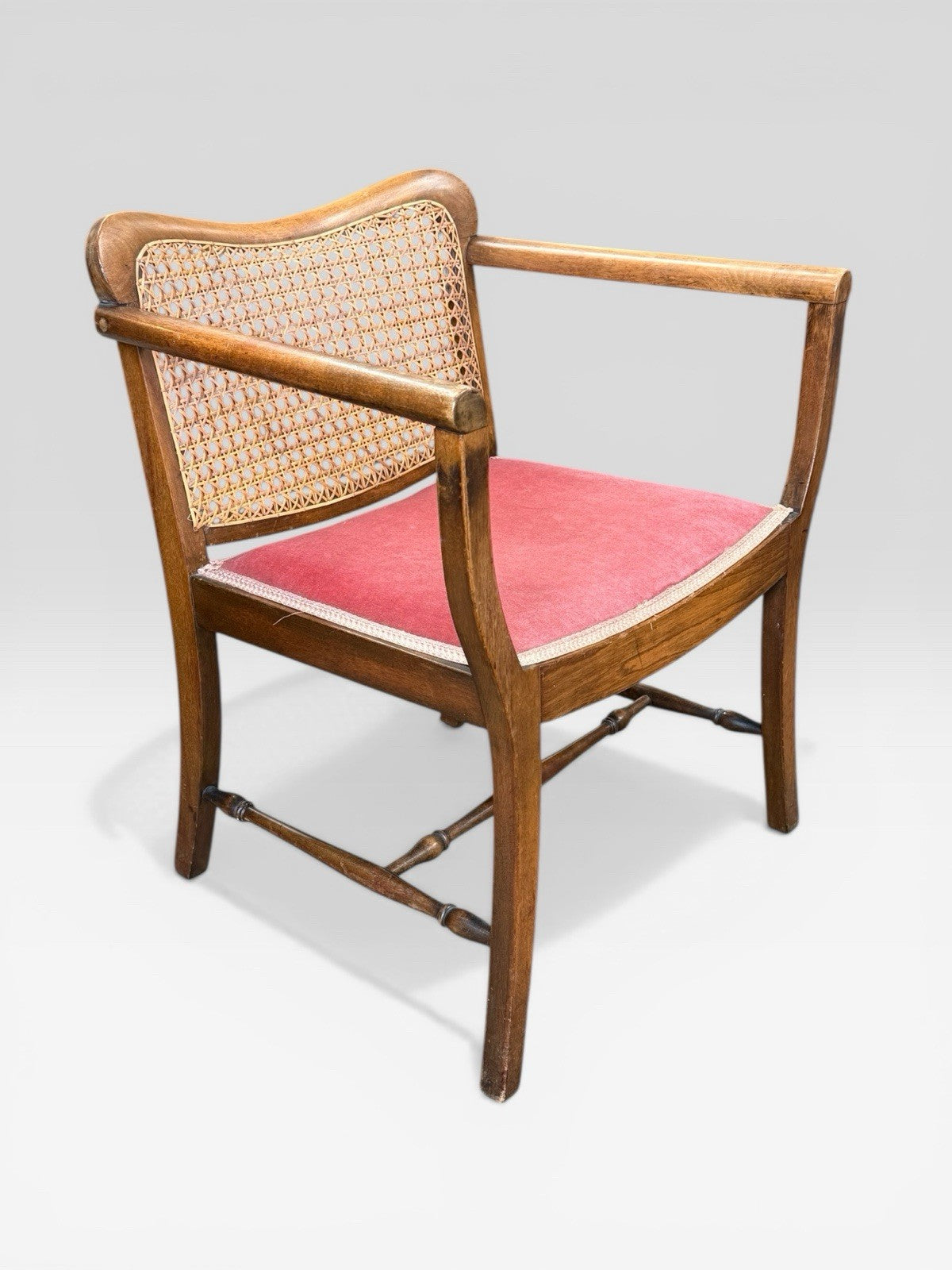 Antique James Shoolbred Childs Bergere Chair Cane Seat Armchair