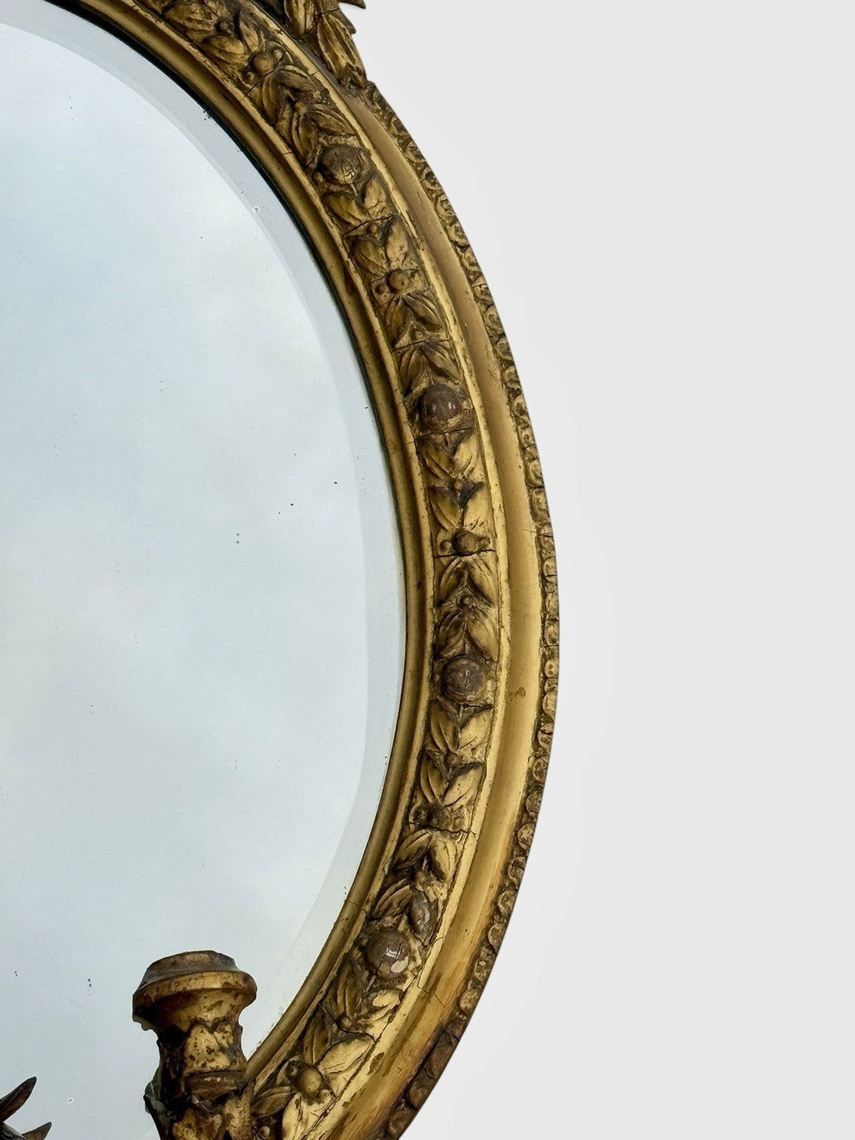 Antique Victorian Gilt & Gesso Girandole Mirror C1850 Ornate Wall Mirror