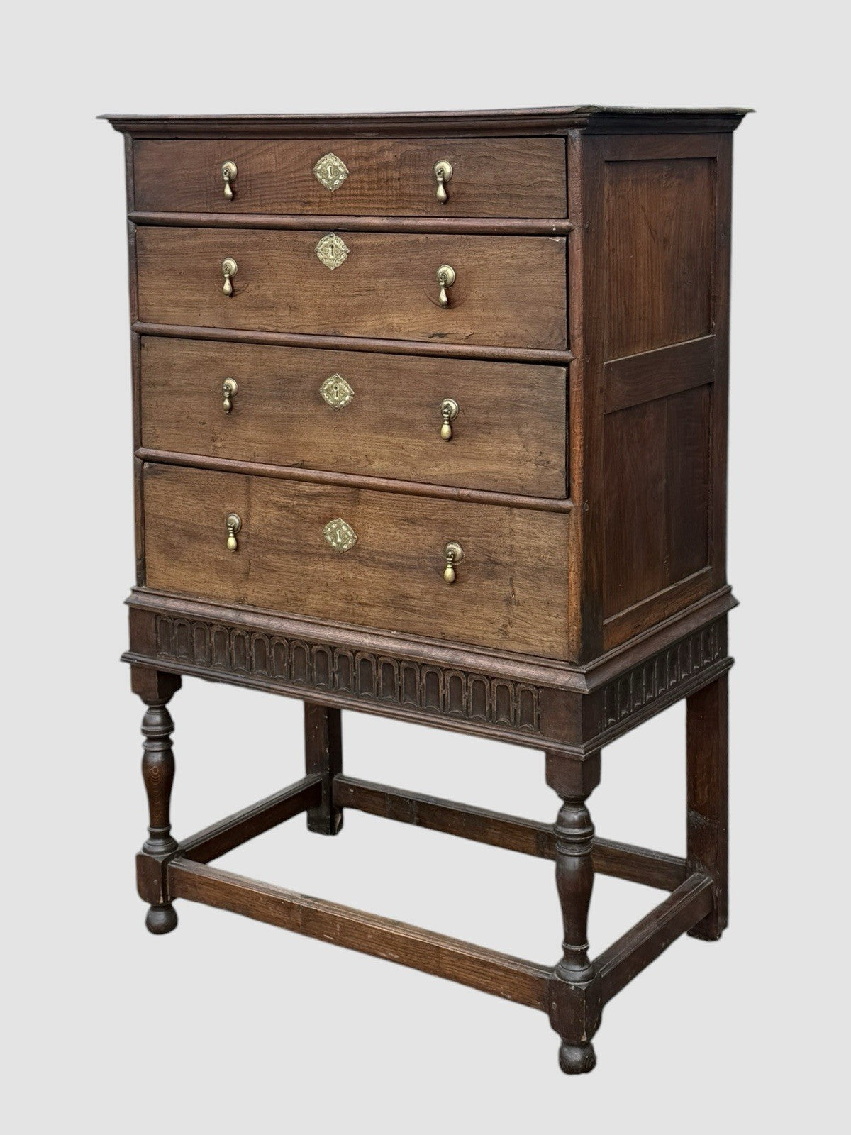 18th Century Antique Oak Chest on Stand Georgian Cabinet Drawer Storage Cupboard