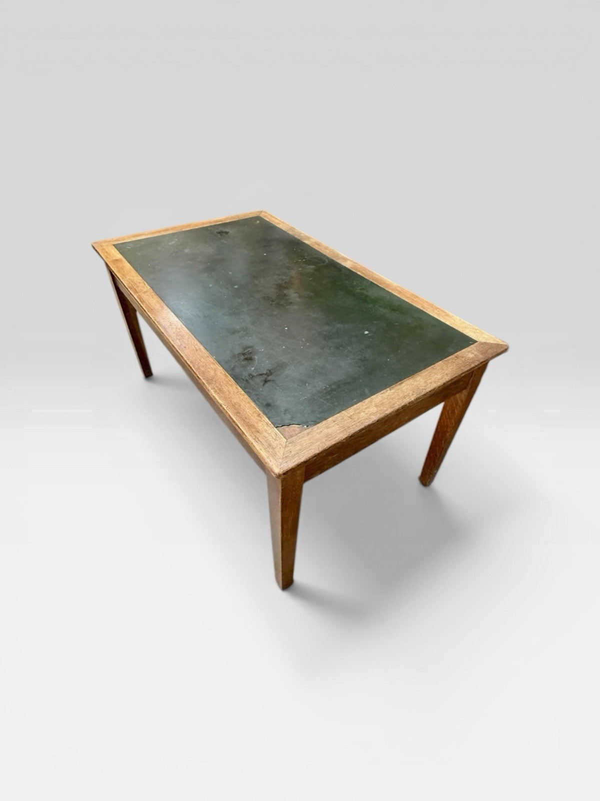 Antique Solid Oak Government Desk Leather Top Writing Office Table