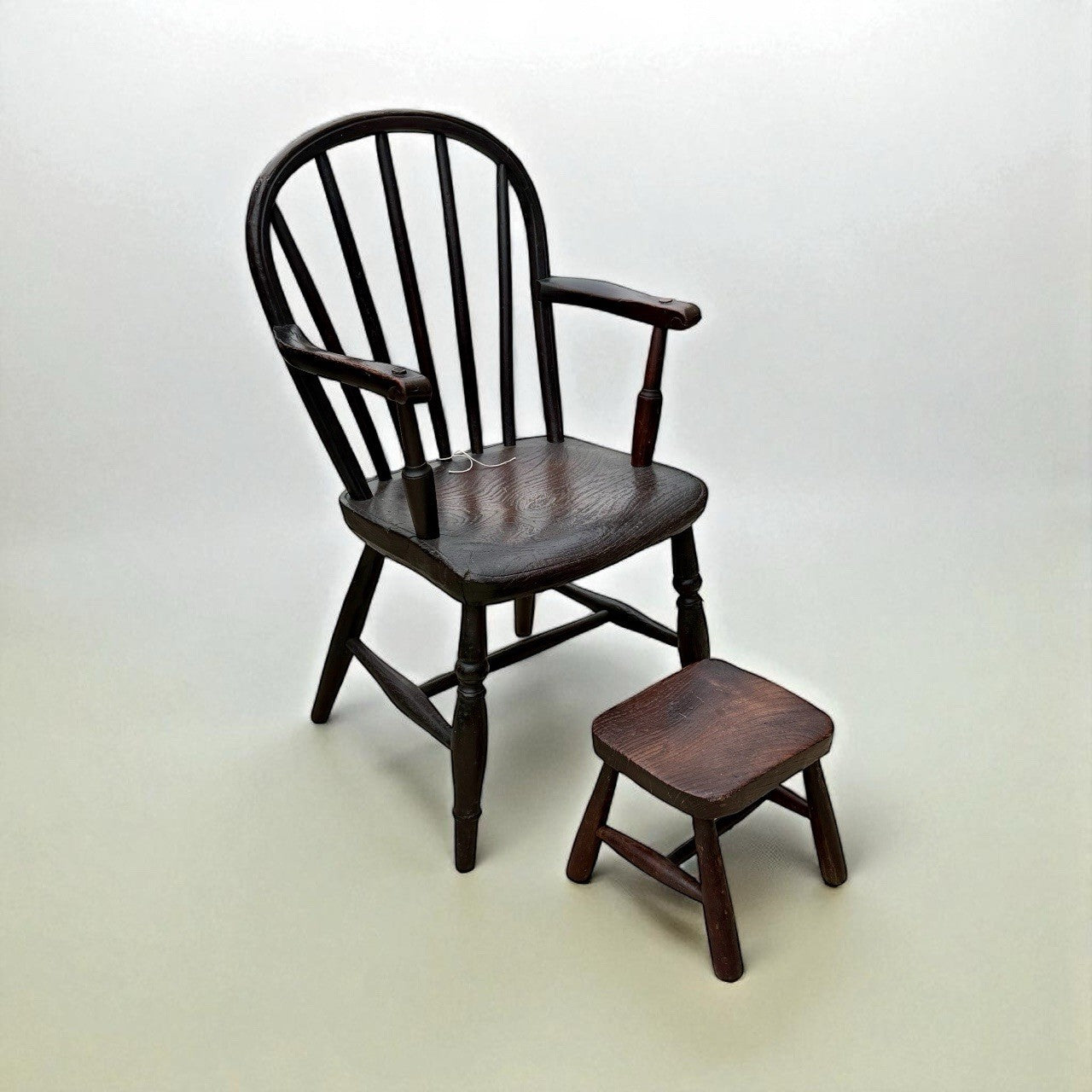 Antique Child’s Windsor Chair And Stool