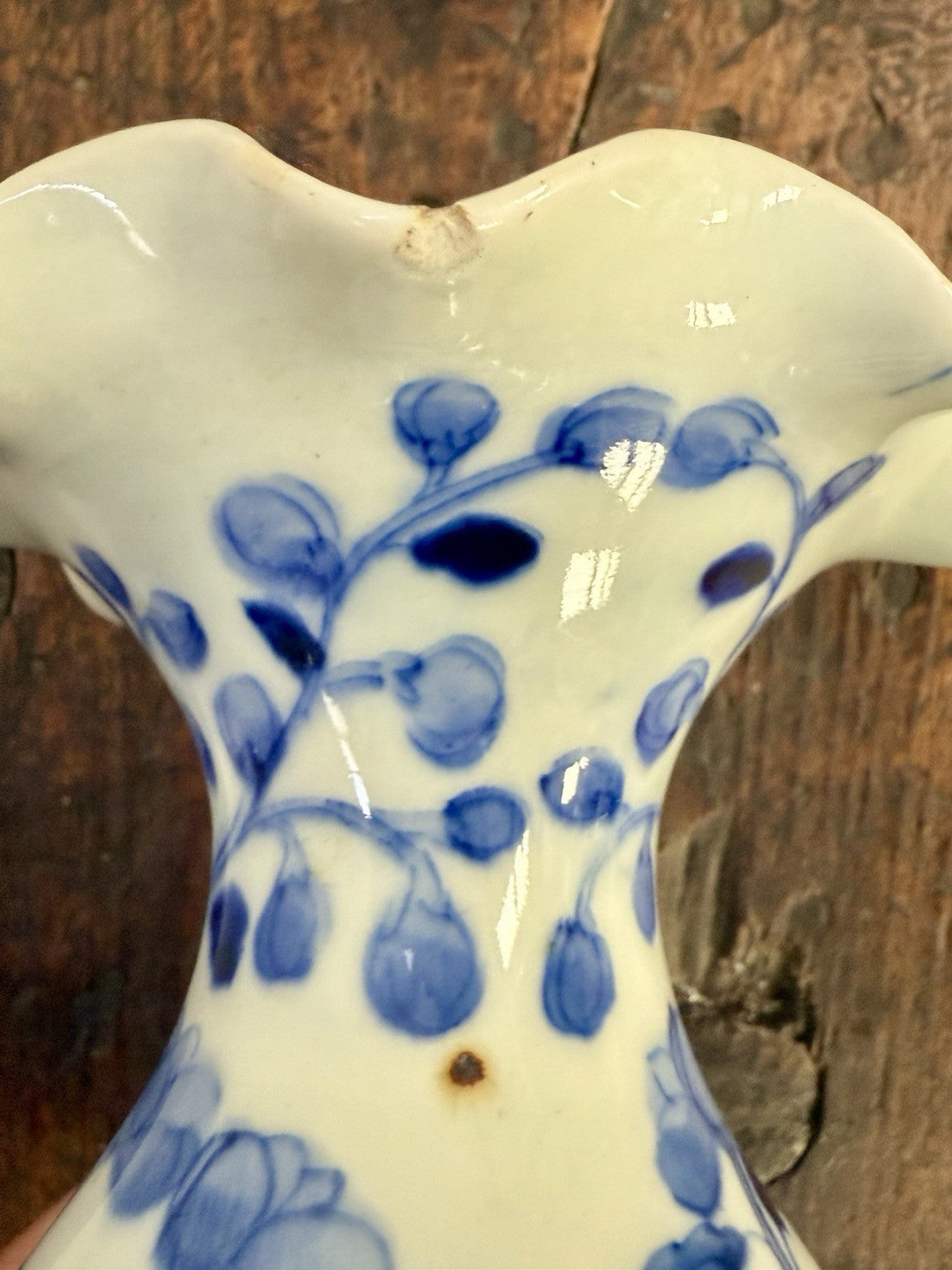 Antique Blue And White Chinese Floral Vase 
