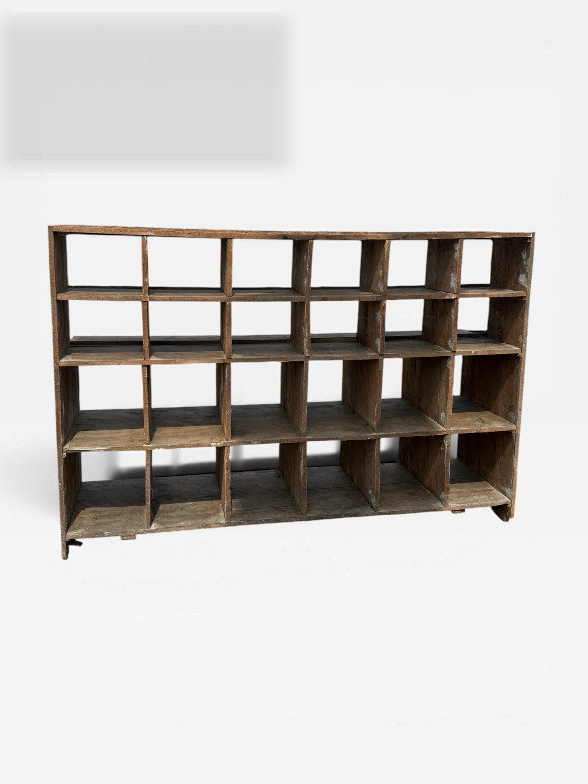 Large Vintage Wooden Pigeon Hole Unit Rustic Storage Cabinet Shelving Rack