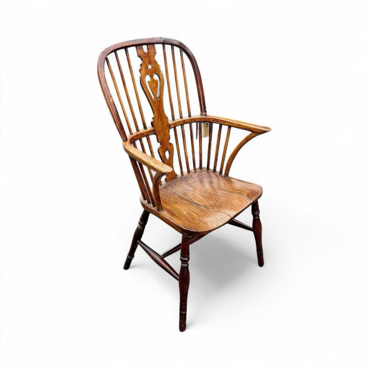 Antique High Back Elm Windsor Chair 