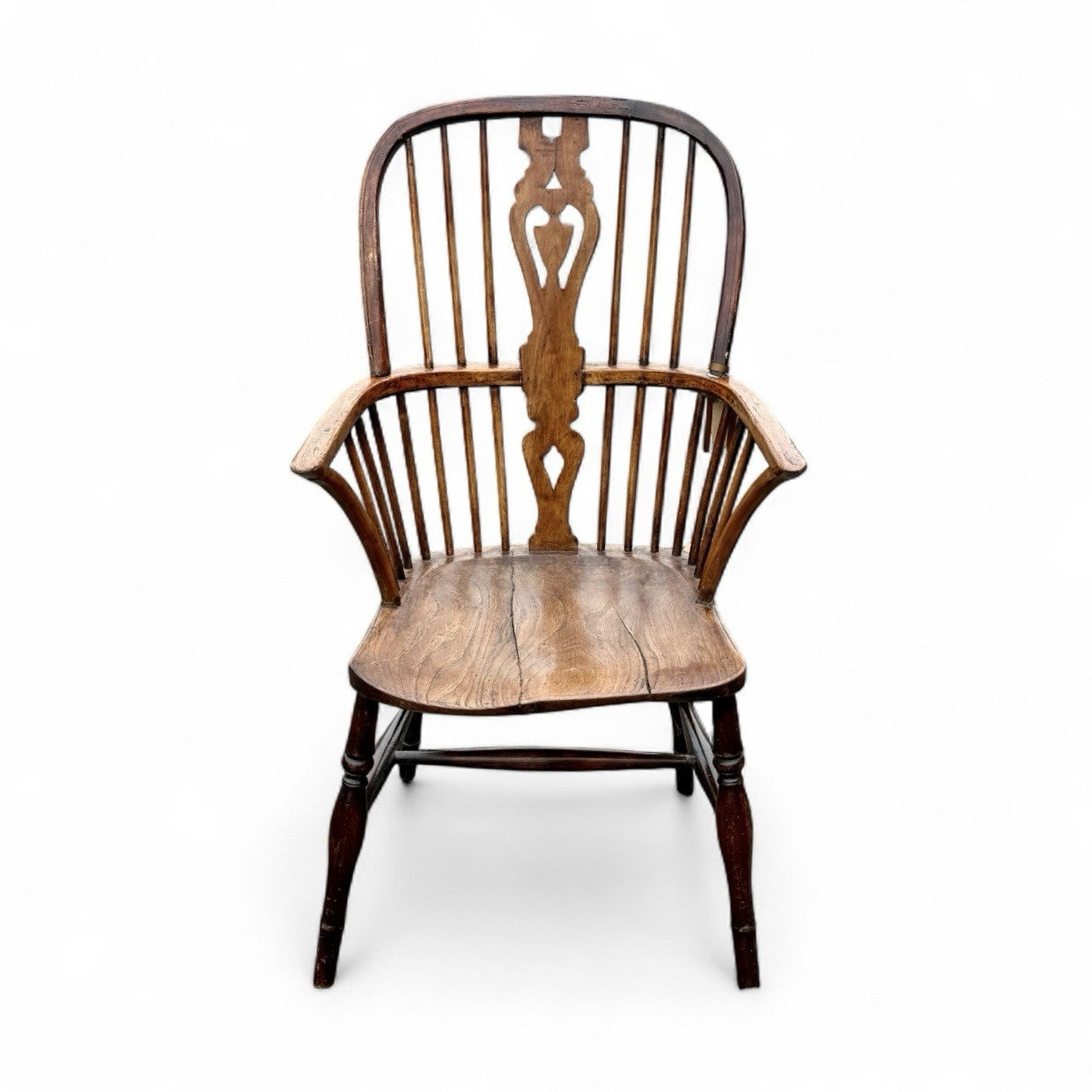 Antique High Back Elm Windsor Chair 