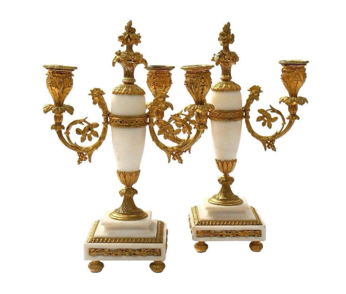 19th Century Antique French Gilt Bronze & Marble Mantel Clock Garniture c1890