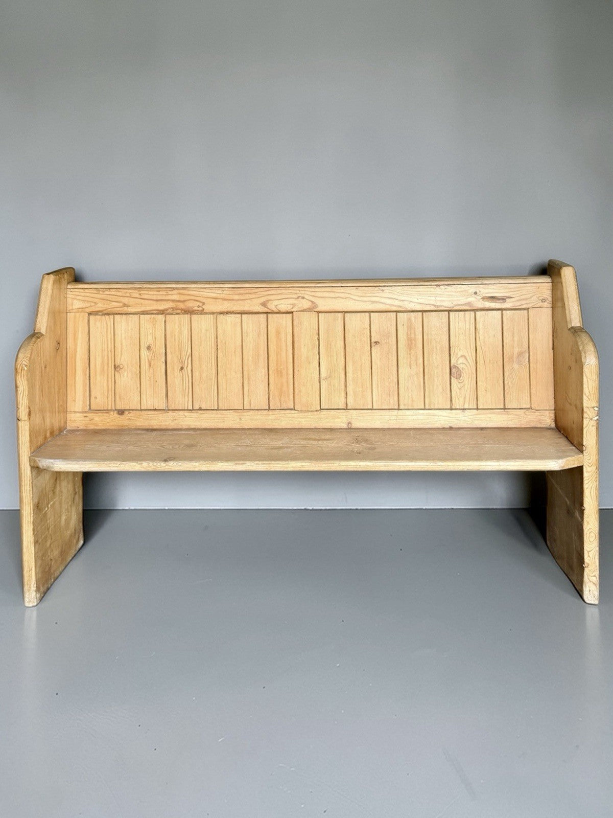 Antique Pine Church Pew Solid Wood Chapel Bench Rustic Seating Vintage