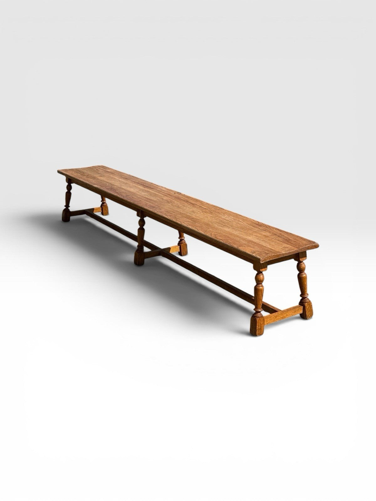 Antique Oak Farmhouse Bench Hall Pew Settle Seat Rustic 8ft
