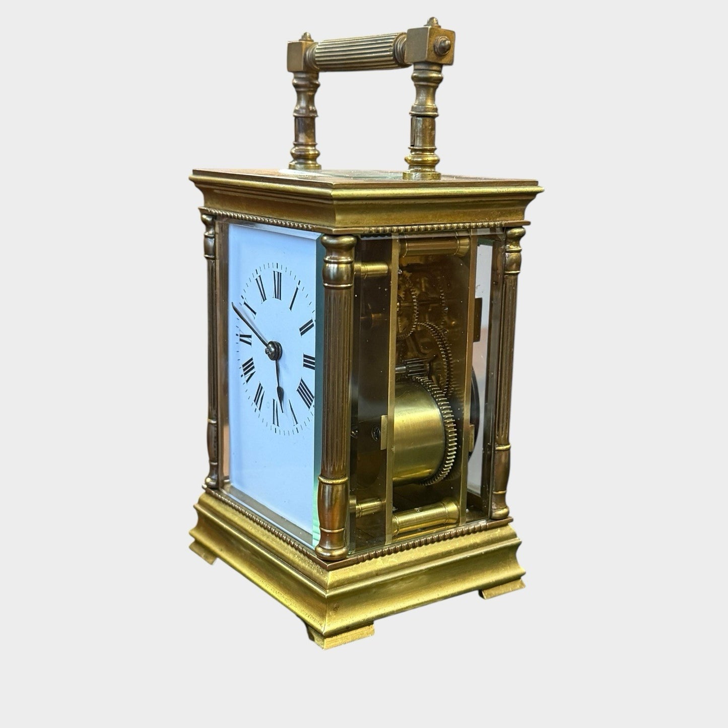 Antique French Brass Carriage Clock Cased Timepiece