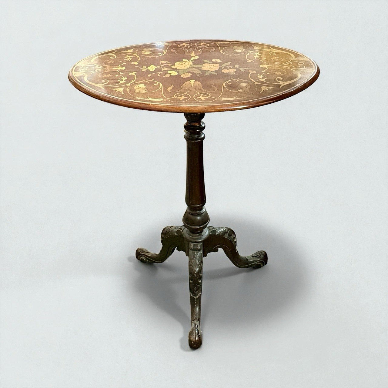 Victorian Inlaid Occasional Pedestal Table