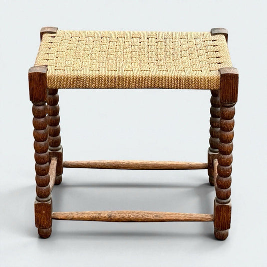 Antique Bobbin Leg Oak Stool