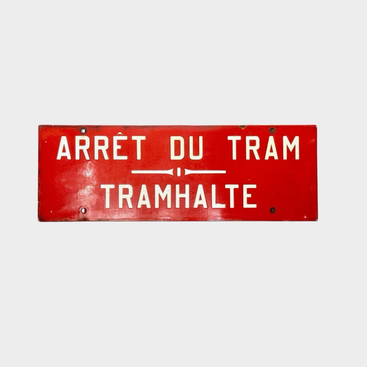 Vintage Belgian Enamel Tram Sign Original Railway Transport Signage